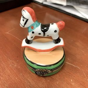 Limoges Rocking Horse Box w/Teddy Bear